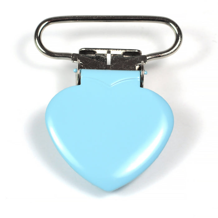 Metal clip, heart, light blue