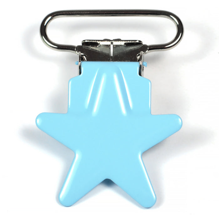 Metal clip, star, light blue