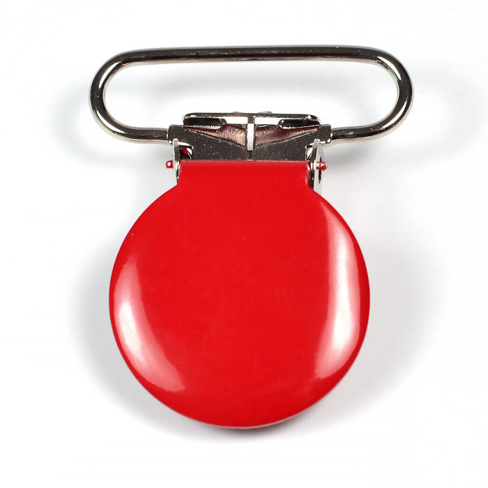 Metal clip, round, red