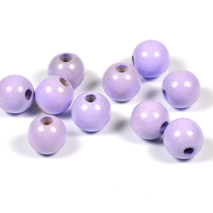 Wooden beads, 10mm, lavender, 50pcs