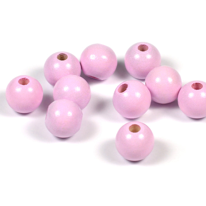 Wooden beads, 10mm, light pink, 50pcs