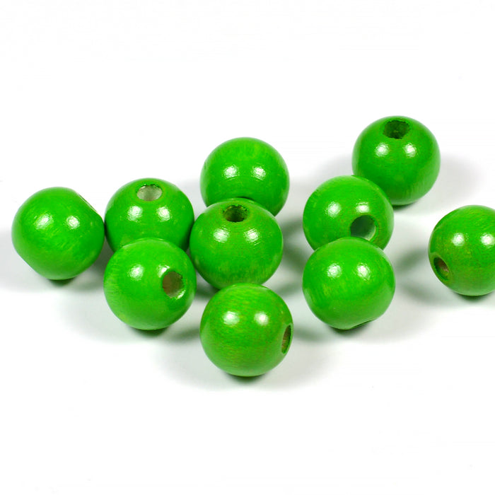 Träpärlor, 10mm, grön, 50st