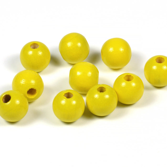Wooden beads, 10mm, sun yellow, 50pcs