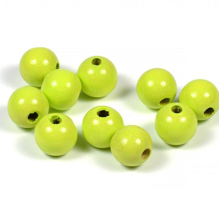 Träpärlor, 10mm, lime, 50st