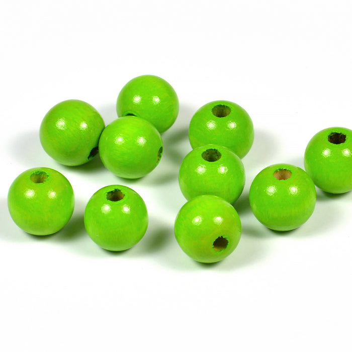 Träpärlor, 10mm, ljusgrön, 50st