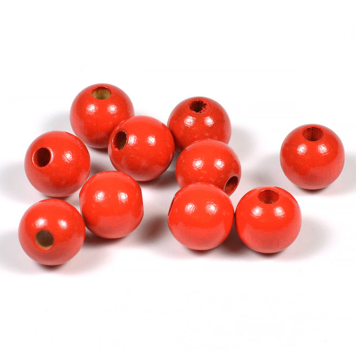 Wooden beads, 10mm, red, 50pcs