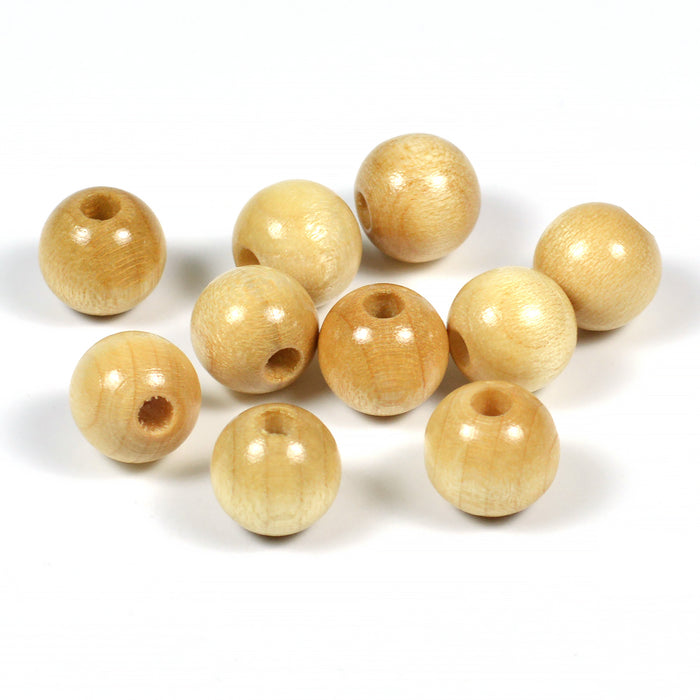 Wooden beads, 10mm, natural, 50pcs