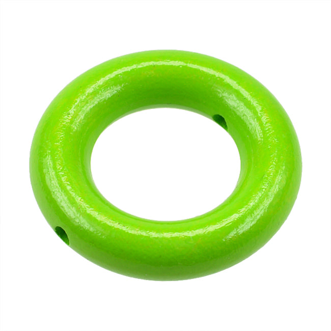 Small wooden ring with holes, light green