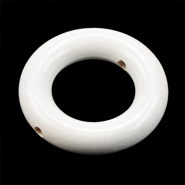 Small wooden ring with hole, white