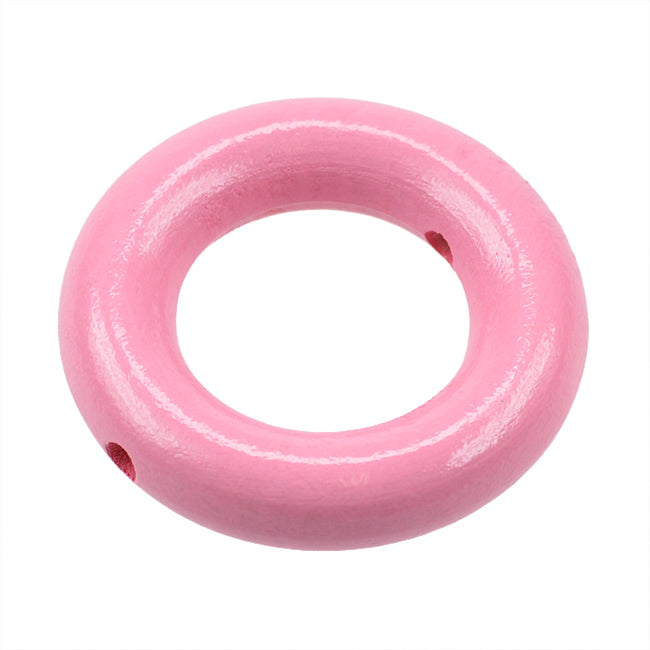 Small wooden ring with hole, pink