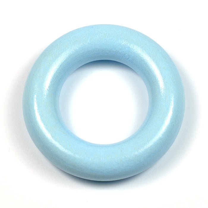 Small wooden ring without holes, light blue
