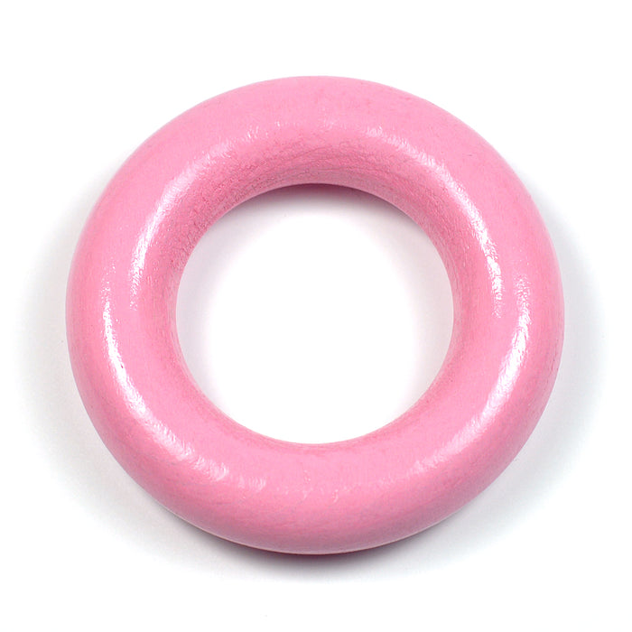 Small wooden ring without holes, pink