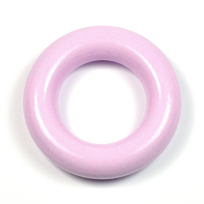 Small wooden ring without holes, light pink