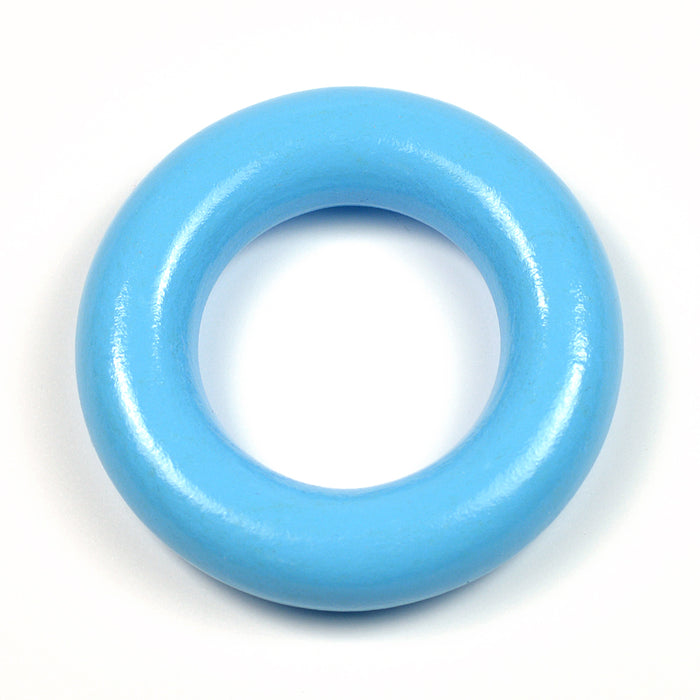 Small wooden ring without holes, sky blue