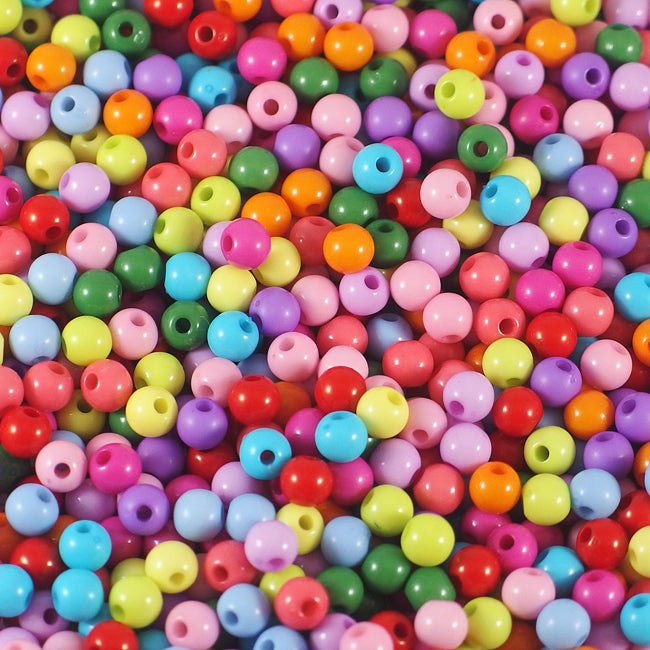 Round acrylic beads, color mix, 5mm, 400pcs