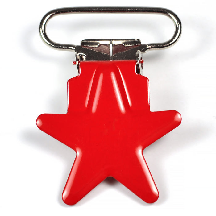 Metal clip, star, red