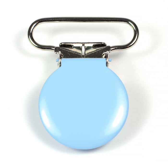 Metal clip, round, light blue