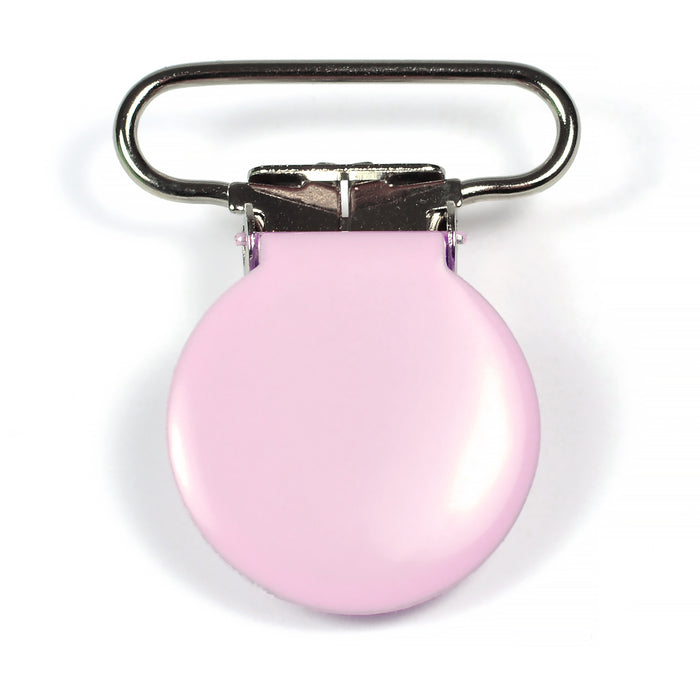 Metal clip, round, light pink
