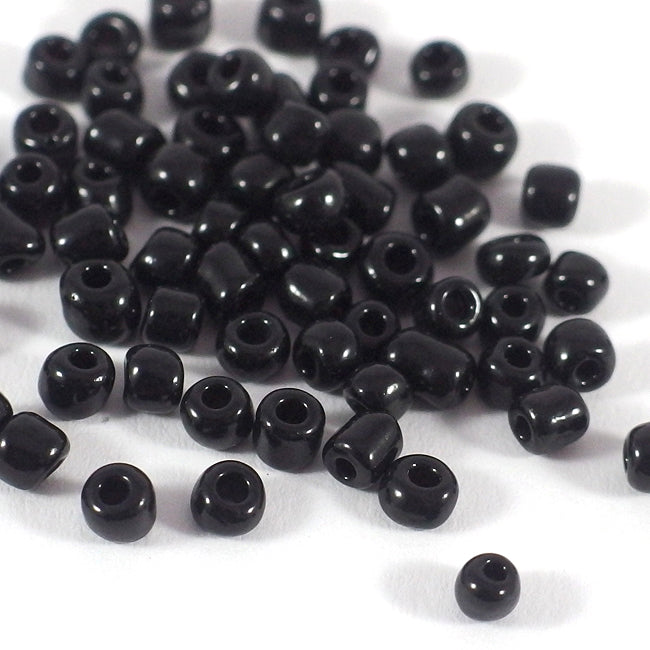 Seed Beads, 4mm, opak svart