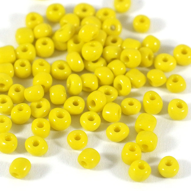 Seed Beads, 4mm, opak gul