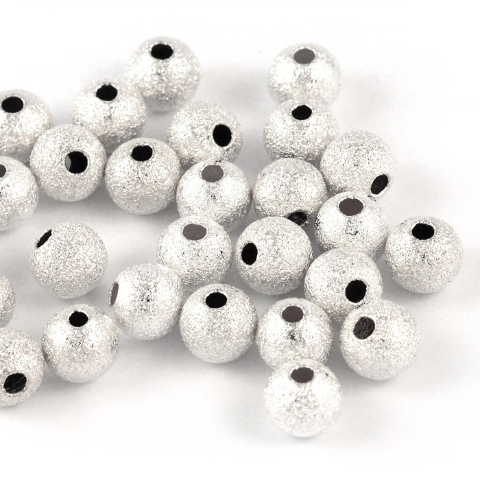 Stardust beads, 6mm, silver