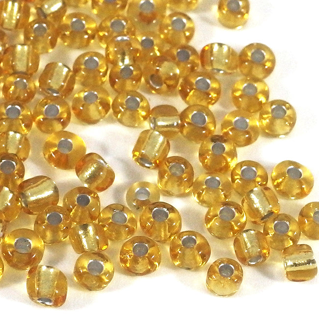 Seed Beads, 4mm, silverlined guld, 30g