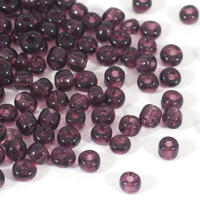 Seed Beads, 4mm, transparent plommon, 30g