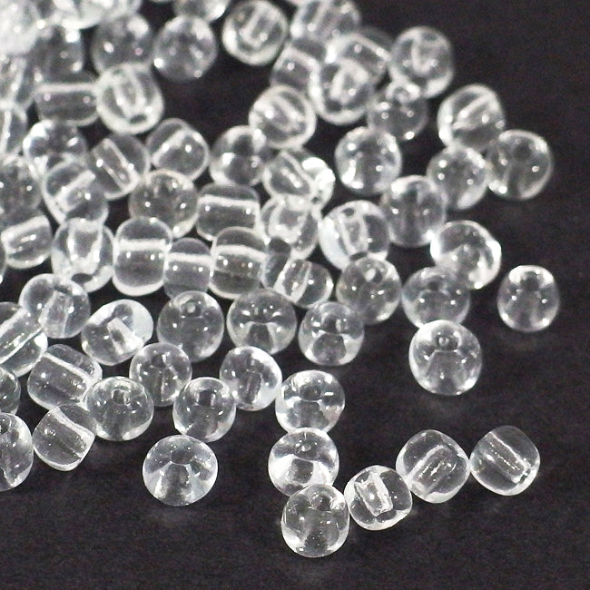 Seed Beads, 4mm, transparent klar, 30g