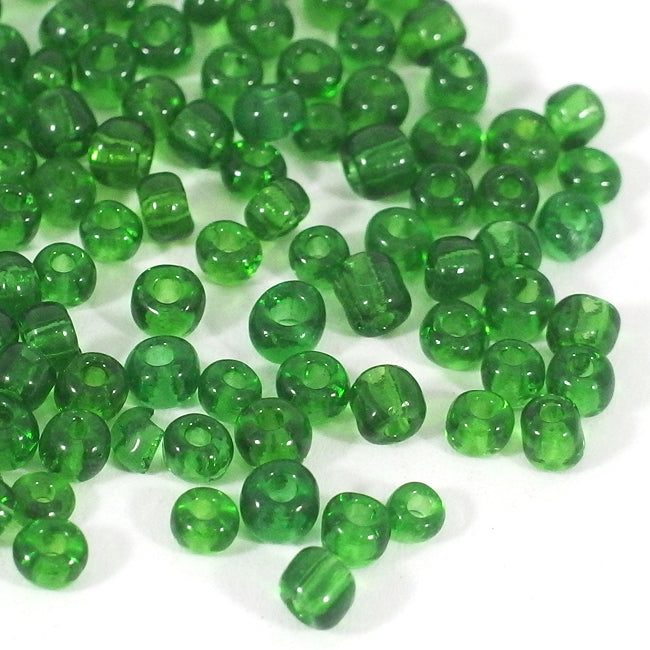 Seed Beads, 4mm, transparent grön, 30g