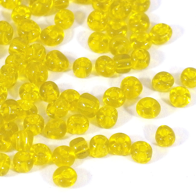 Seed Beads, 4mm, transparent gul, 30g