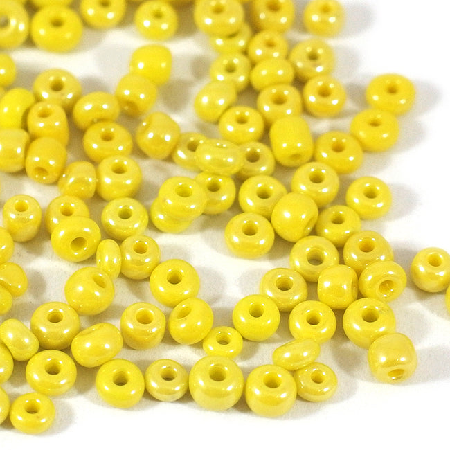 Seed Beads, 4mm, lustered gul, 30g