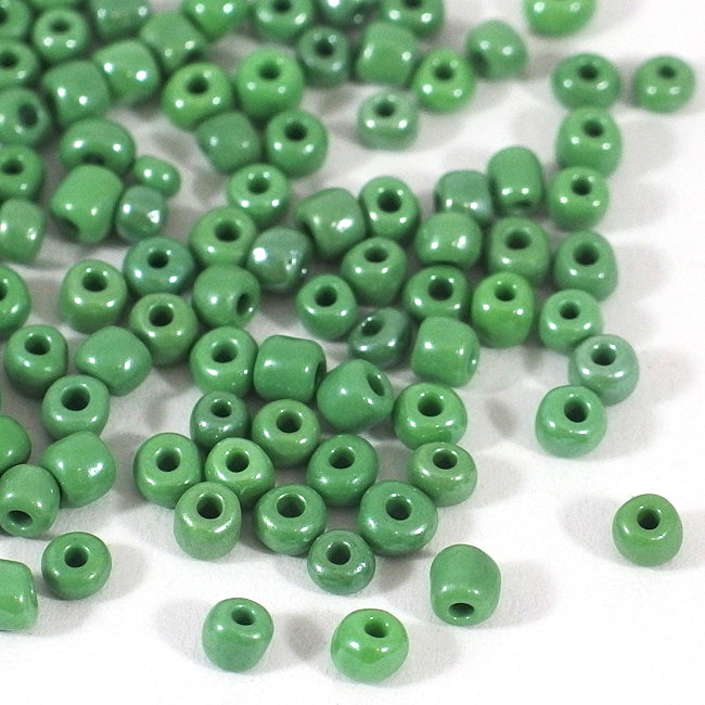 Seed Beads, 4mm, lustered grön, 30g
