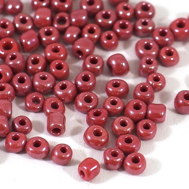 Seed Beads, 4mm, lustered maroon red, 30g