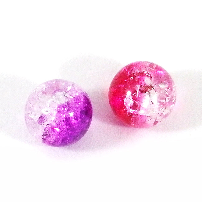 Crackled acrylic beads, two-color-mix, 8mm, 75pcs