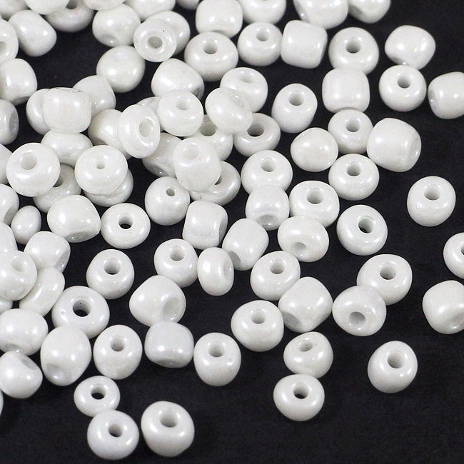 Seed Beads, 4mm, lustered white, 30g
