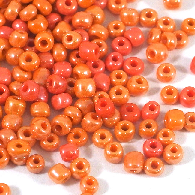 Seed Beads, 4mm, lustered orange, 30g