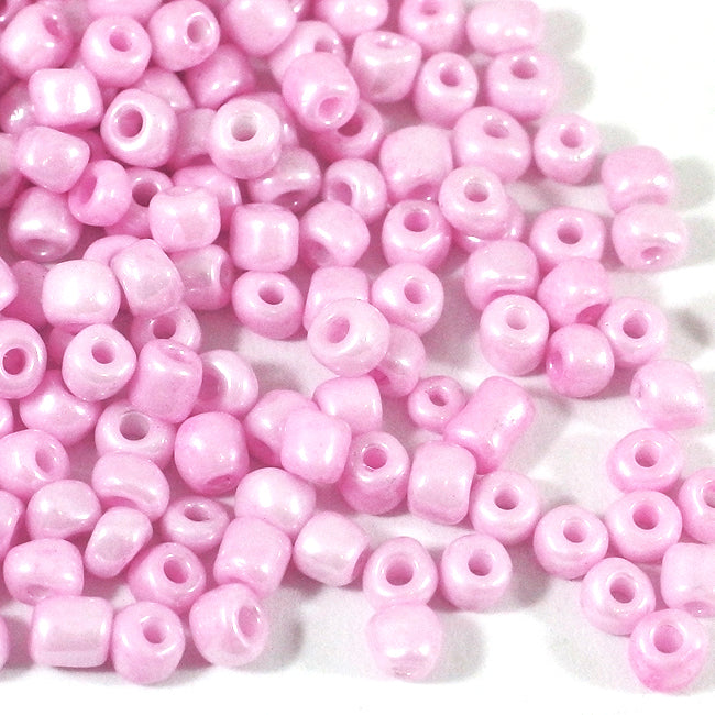 Seed Beads, 4mm, lustered ljusrosa, 30g