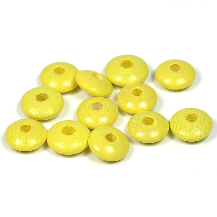 Wooden lenses, pastel yellow, 50 pcs