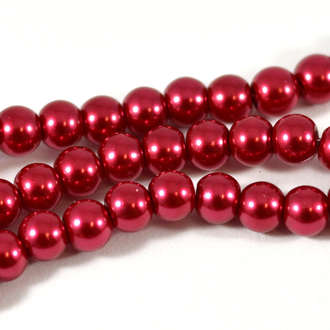 Waxed glass beads, dark red, 6mm