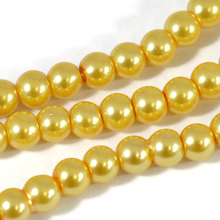 Waxed glass beads, champagne, 6mm