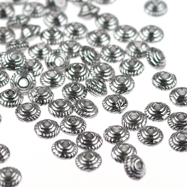 Middle parts, flying saucers, antique silver, 5mm, 50pcs