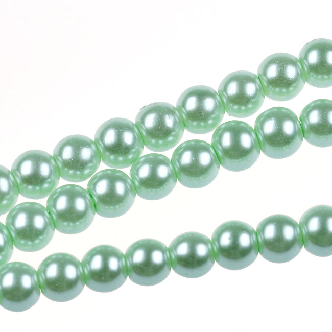 Waxed glass beads, mint, 6mm