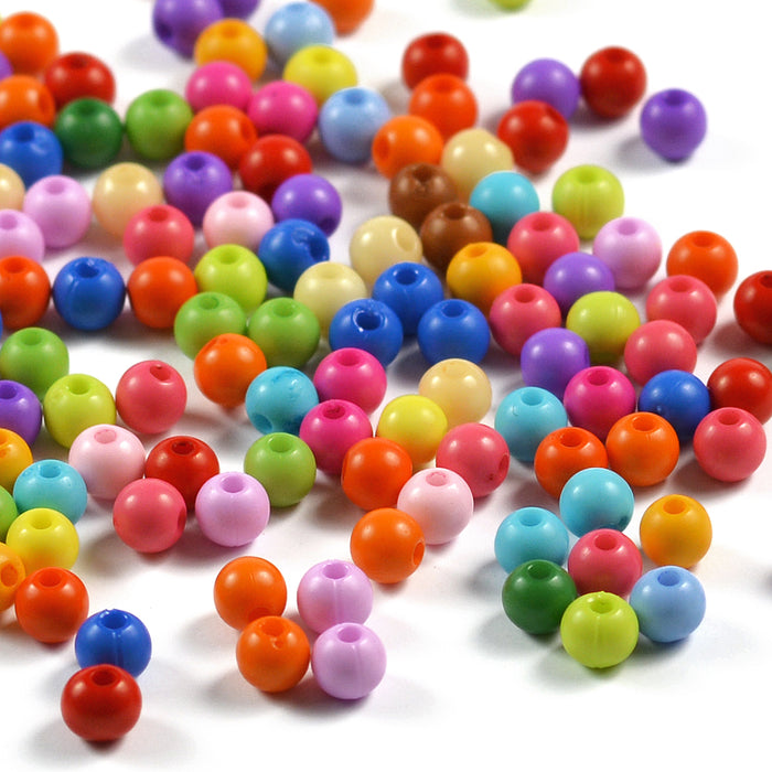 Round acrylic beads, color mix, 4mm, 600 pcs