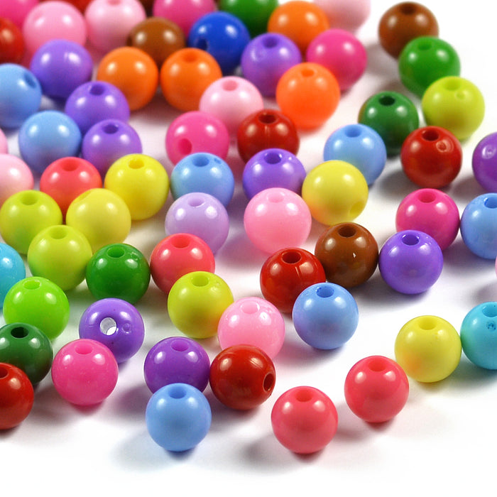 Round acrylic beads, color mix, 6mm, 200pcs
