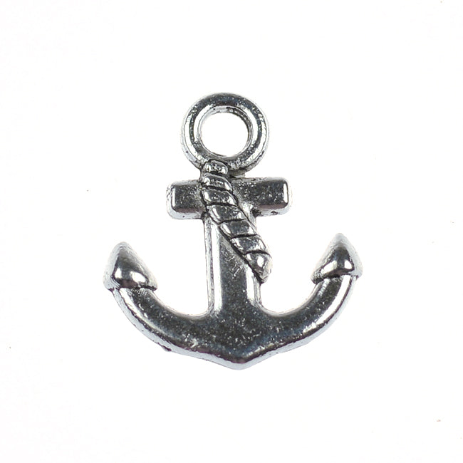 Charm, anchor, antique silver, 15x17mm, 10pcs