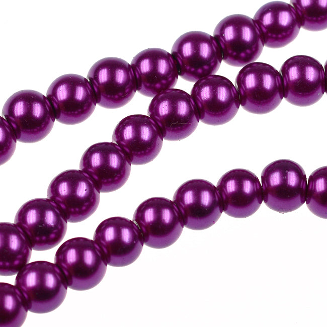 Waxed glass beads, plum, 6mm