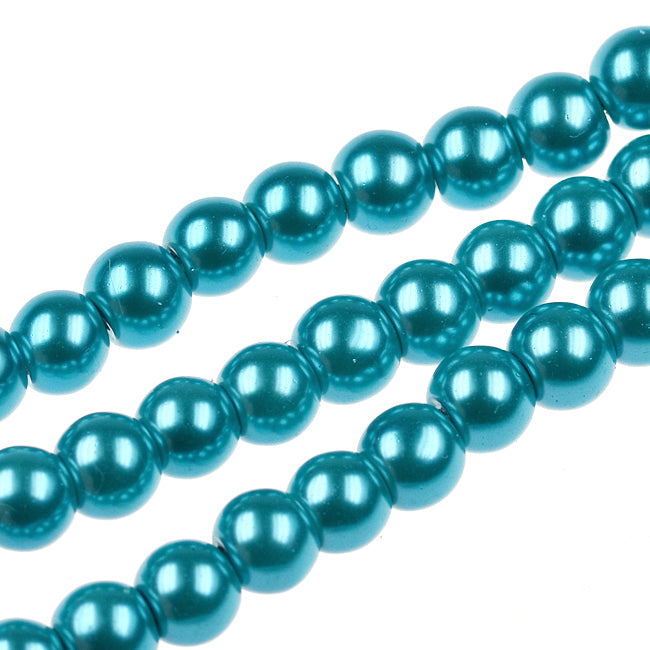 Waxed glass beads, turquoise, 6mm
