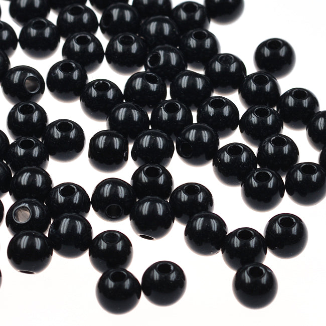 Round acrylic beads, black, 6mm, 300pcs