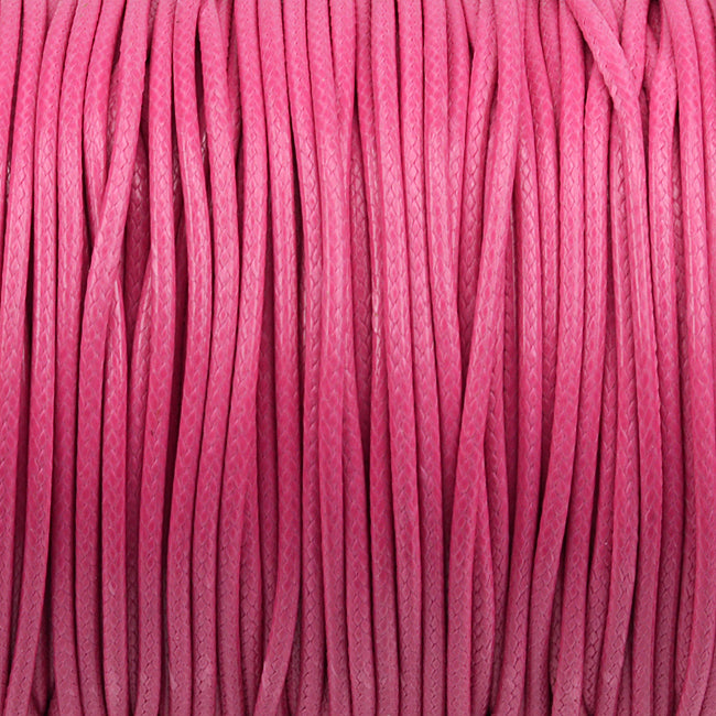 Vokset polyestersnor, mørk rosa, 1,5 mm, 5m