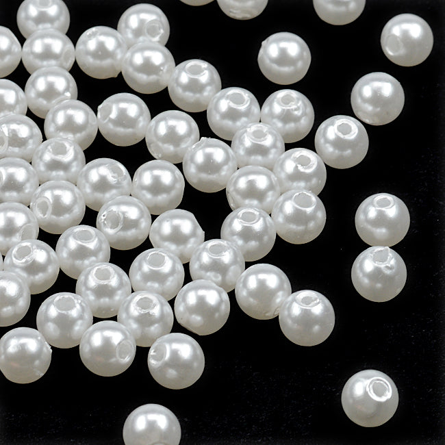 Pearl imitation in acrylic, 6mm, white, 200pcs